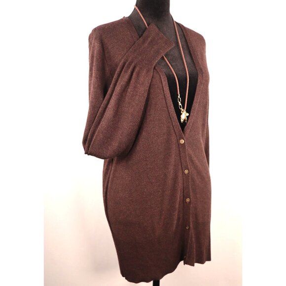 Cardigan Sweater by Mossimo Long Sleeve V-Neck Button-Up/ Brown Wool Size L/G - Picture 2 of 10